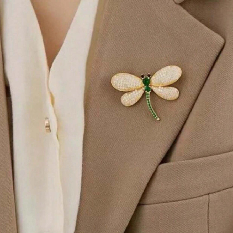 Enchanted Dragonfly Brooch in Green