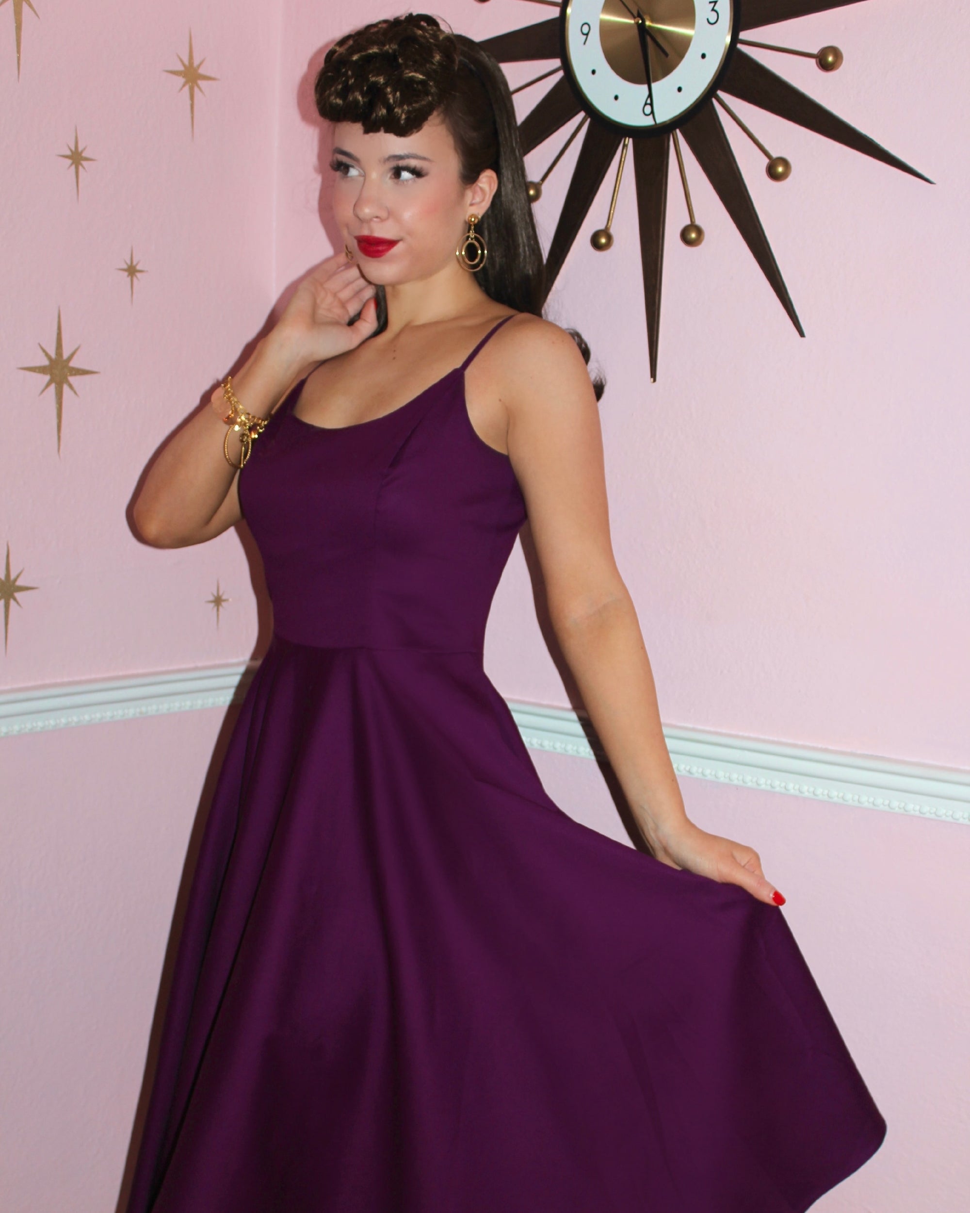 Peggy Circle Dress in Aubergine