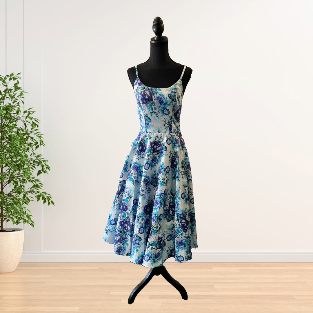 Peggy Circle Dress in Blue Roses