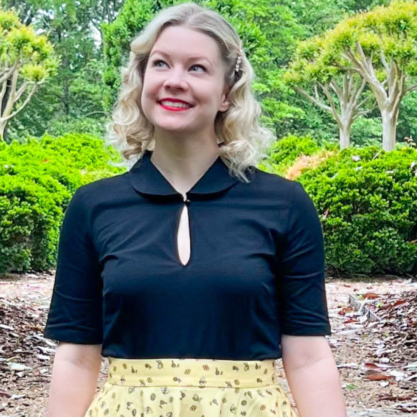 Keynote Vintage-Inspired Blouse with Peter Pan Collar