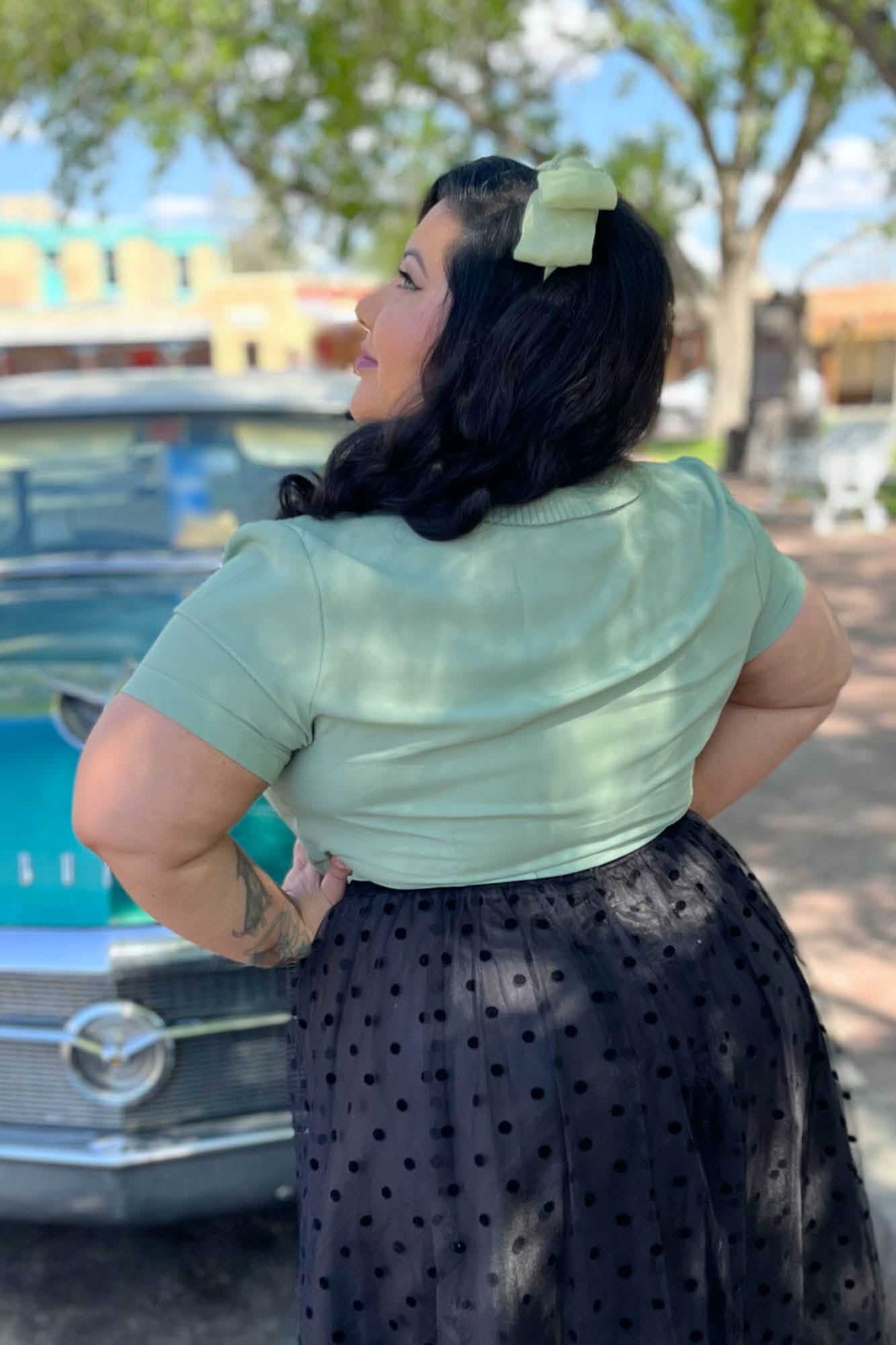 Ingrid 1940's Retro Blouse in Pistachio