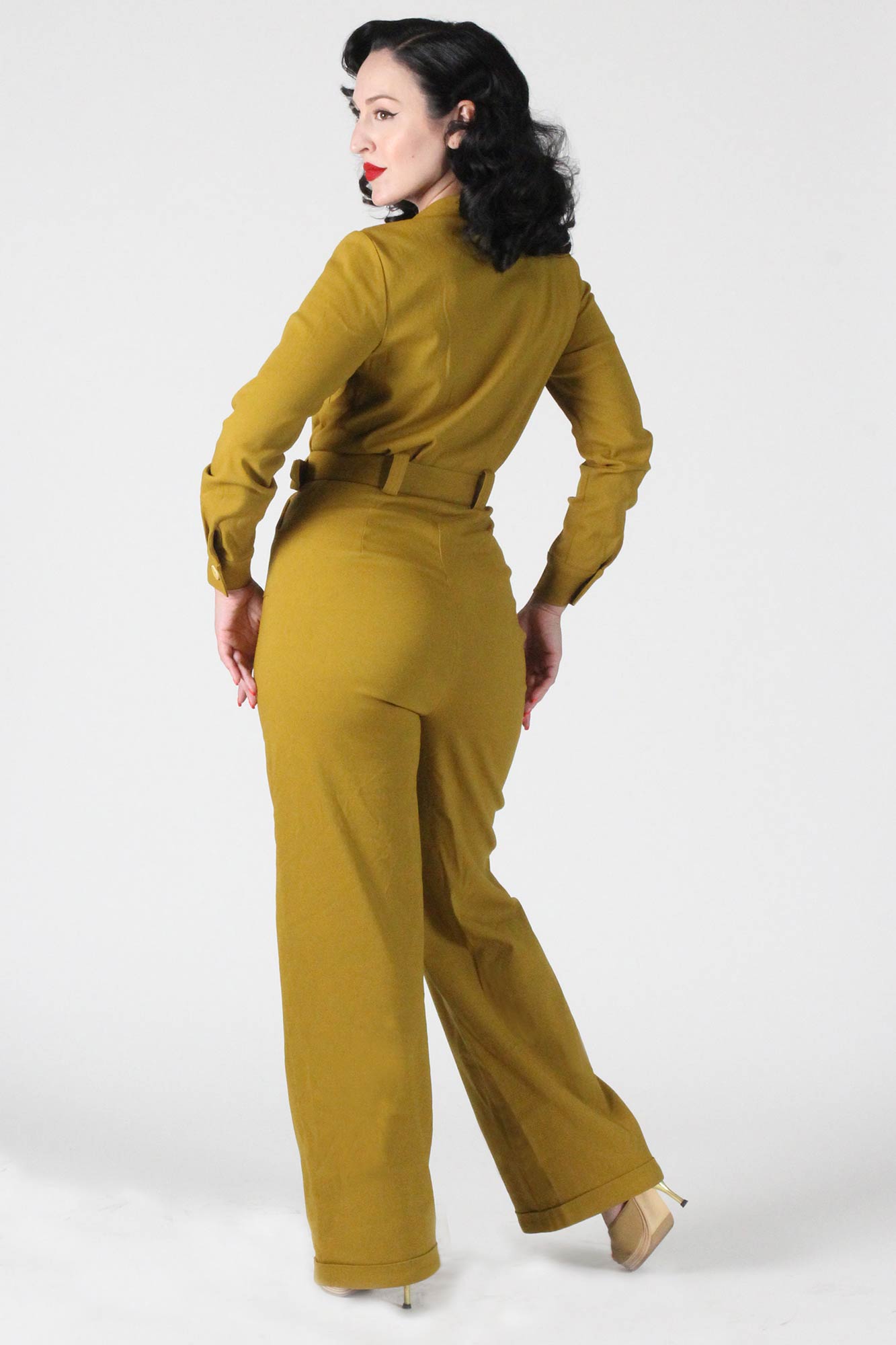 Florence Coverall in Mustard Wide Leg