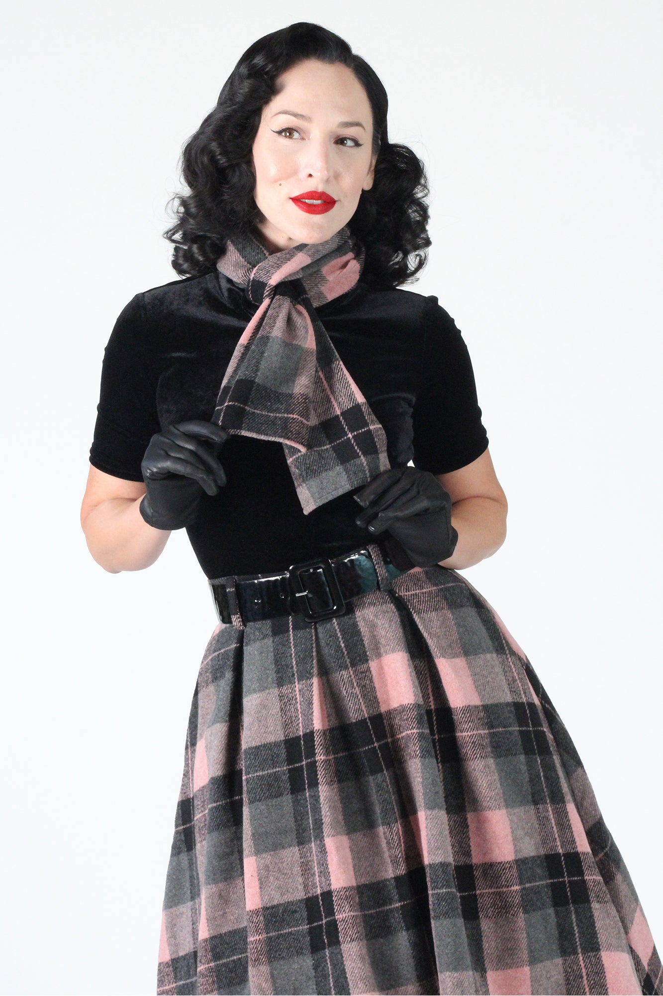 Tabitha Skirt & Scarf in Pink/Black