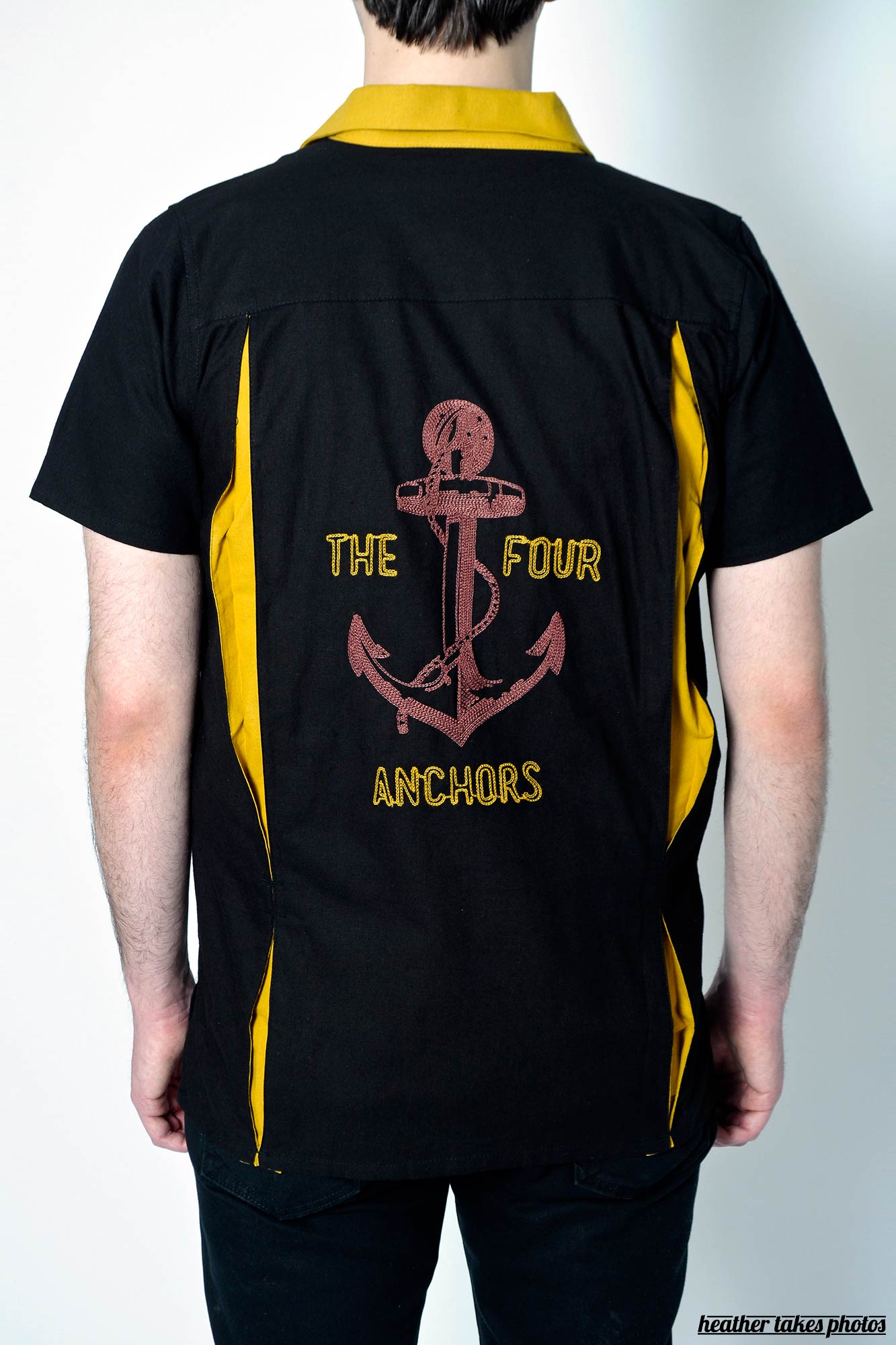 Four Anchors Side Stripe Men's Bowling Shirt