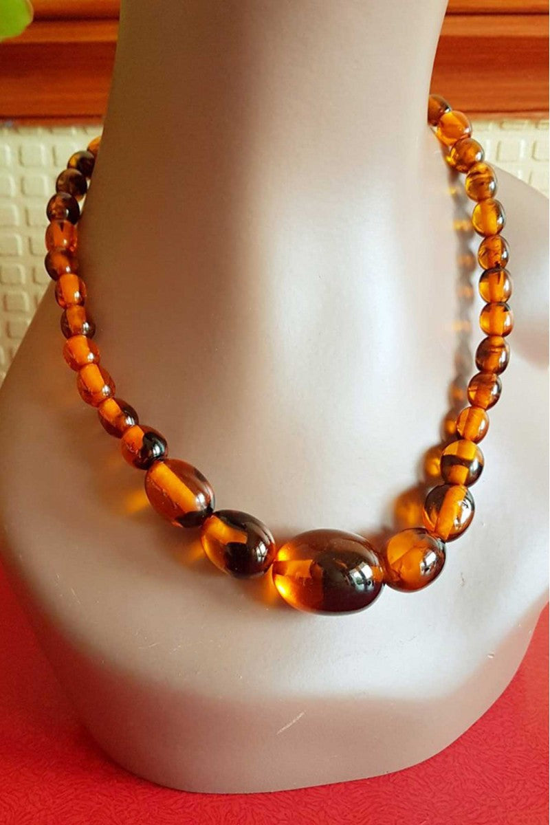 Bow & Crossbones - Fay Retro Fakelite Beaded Necklace - Tortoiseshell