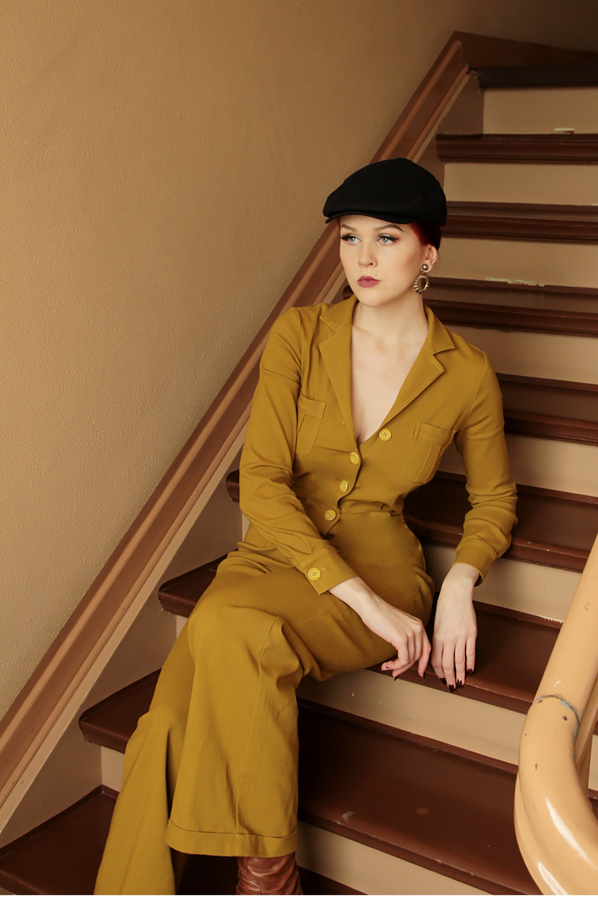 Florence Coverall in Mustard Wide Leg