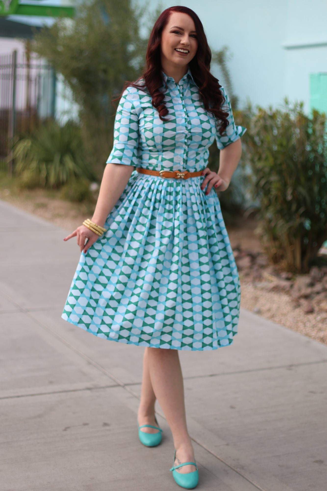 Lori Ann Blouse in Blue Lagoon Bow Ties Print