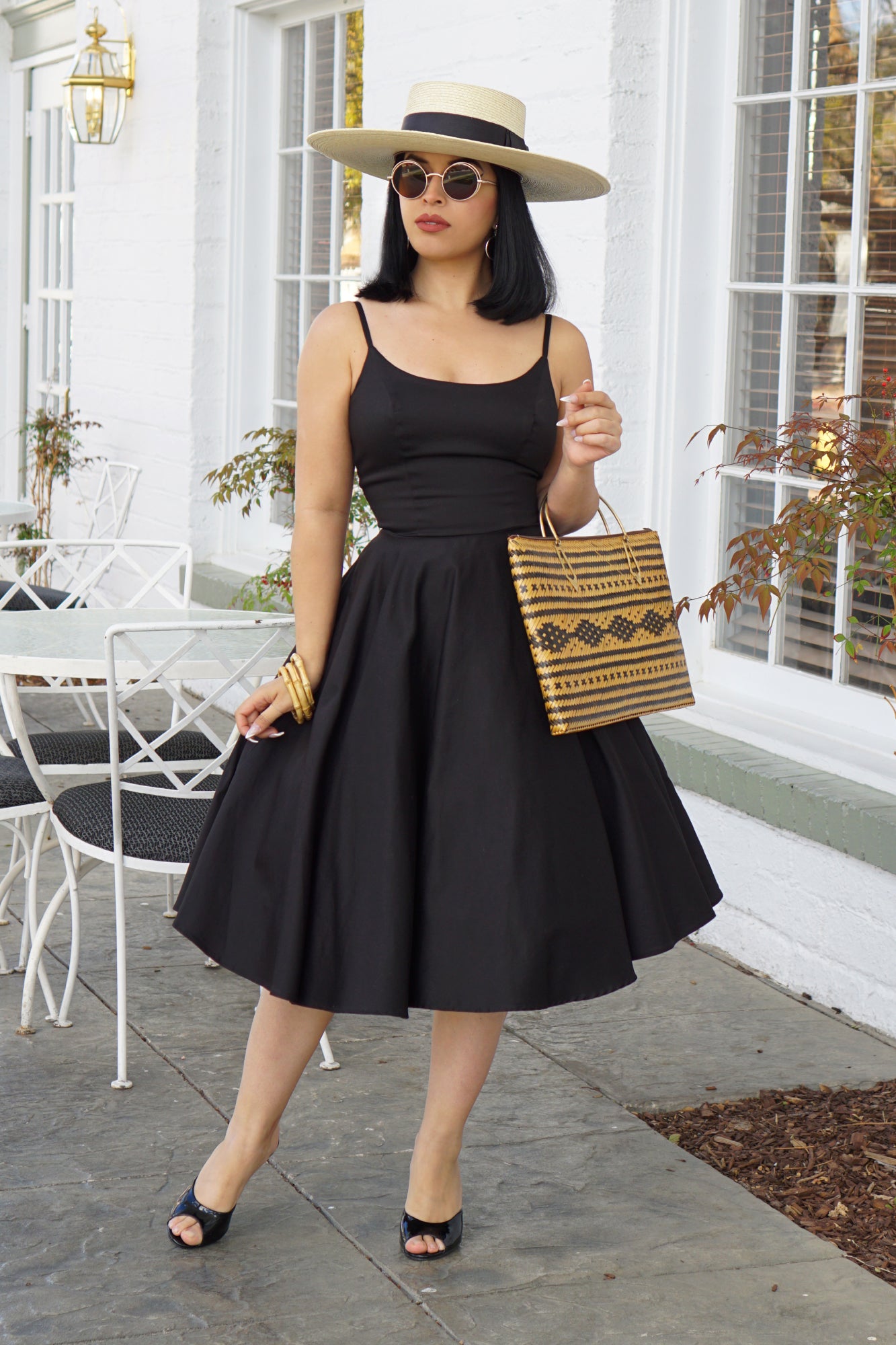 Peggy Retro Circle Dress in Black