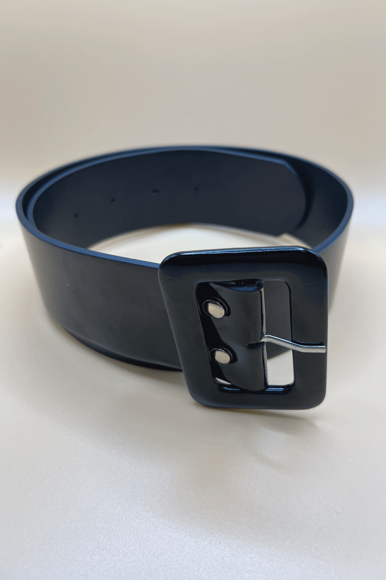 Two Inch Wide Patent Leather Belt Black